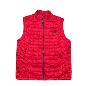 The North Face Thermoball Vest Men's Large Red Quilted Puffer Full Zip